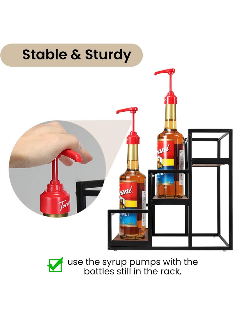 رف شراب القهوة بثلاث طبقات ل12 قنينة، حامل الشراب، رف تخزين لمحل القهوة والمطبخ - Image 2